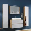 Badmöbel in Weiß & Wildeiche Honig - Cabarete (vierteilig)