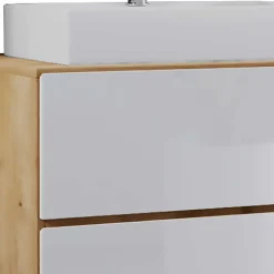 Badmöbel in Weiß & Wildeiche Honig - Cabarete (vierteilig)