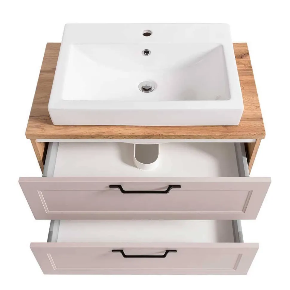 Badmöbel inklusive Aufsatzbecken Set - Trioto (vierteilig)