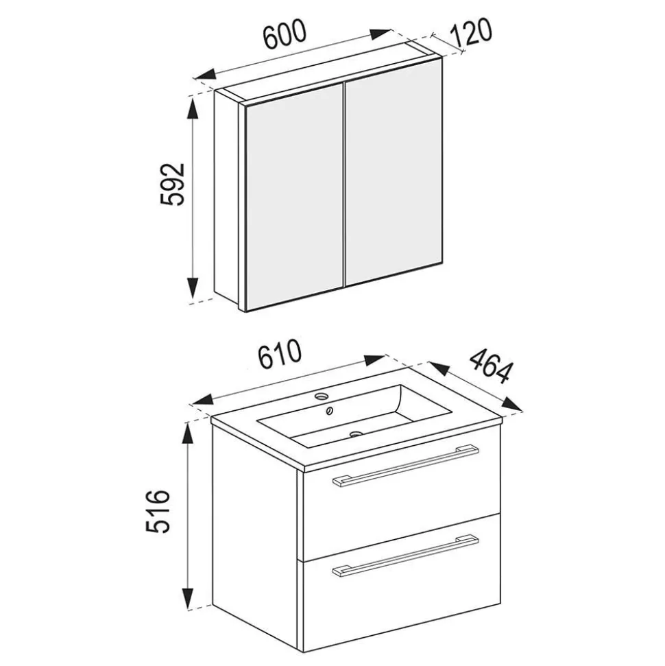 Badmöbel Kombi hängend - Karin (vierteilig)