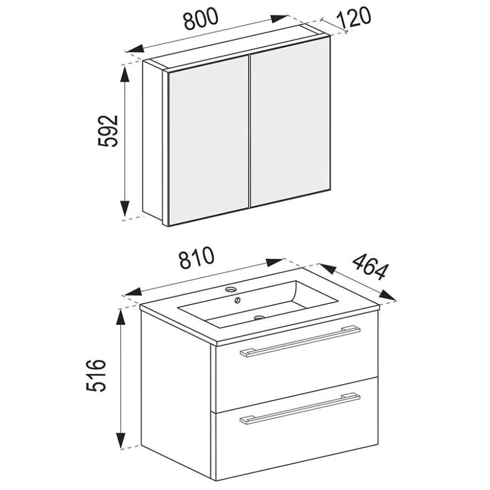 Badmöbel Kombination - Wandmontage - Karin (vierteilig)