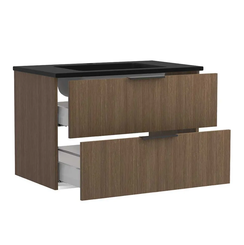 Badmöbel Komplettset in dunkler Eiche Optik - Ucaida (vierteilig)