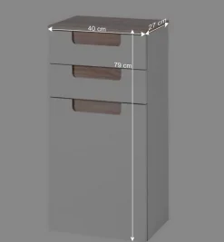 Badmöbel Komplettset Tymos in Eiche Weiß (fünfteilig)