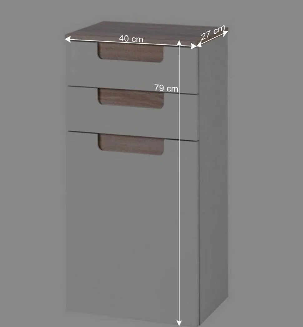 Badmöbel Komplettset Tymos in Eiche Weiß (fünfteilig)