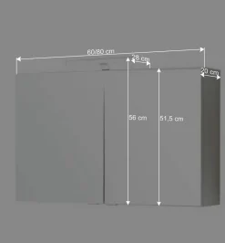 Badmöbel Komplettset Tymos in Eiche Weiß (fünfteilig)