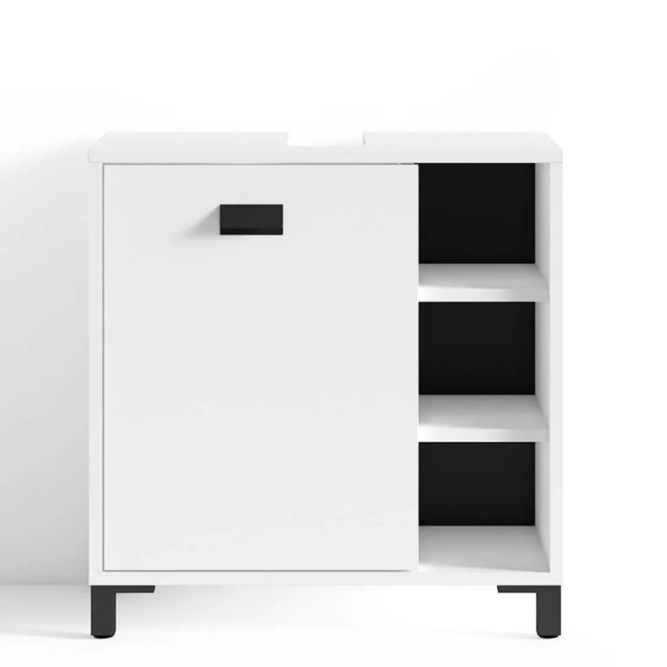 Badmöbel Set in Weiß Schwarz - Envaton (dreiteilig)