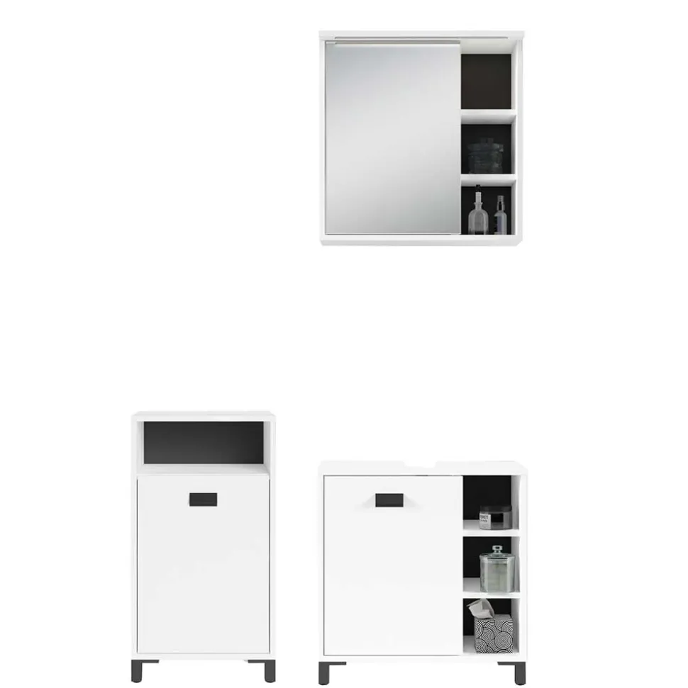 Badmöbel Set in Weiß Schwarz - Envaton (dreiteilig)