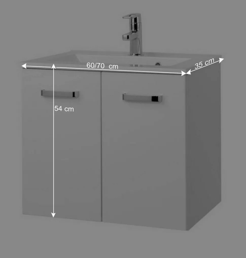 Badmöbel Set Sagunis in Hochglanz Weiß (vierteilig)