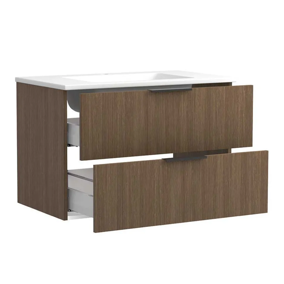 Badschränke und Lichtspiegel Set modern - Ucaida (vierteilig)