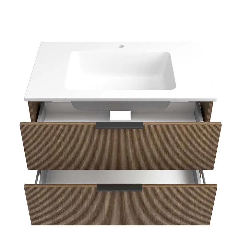 Badschränke und Lichtspiegel Set modern - Ucaida (vierteilig)