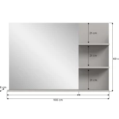 Badspiegel in Grau mit Ablagen - Racapulco