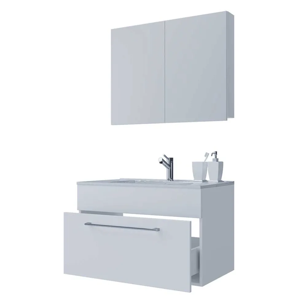 Bad-Waschplatz für die Wand in Weiß - Ipsum (zweiteilig)