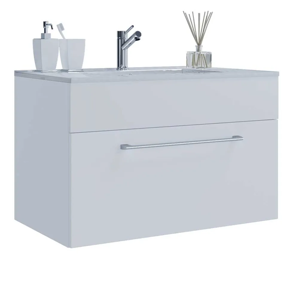 Bad-Waschplatz für die Wand in Weiß - Ipsum (zweiteilig)