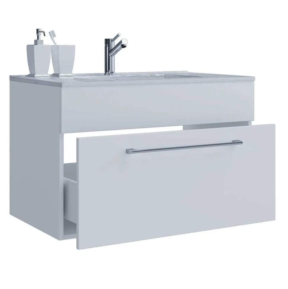 Bad-Waschplatz für die Wand in Weiß - Ipsum (zweiteilig)