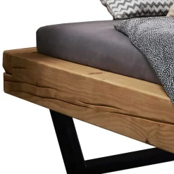 Balkenbett ohne Kopfteil aus Fichte Massivholz - Lary