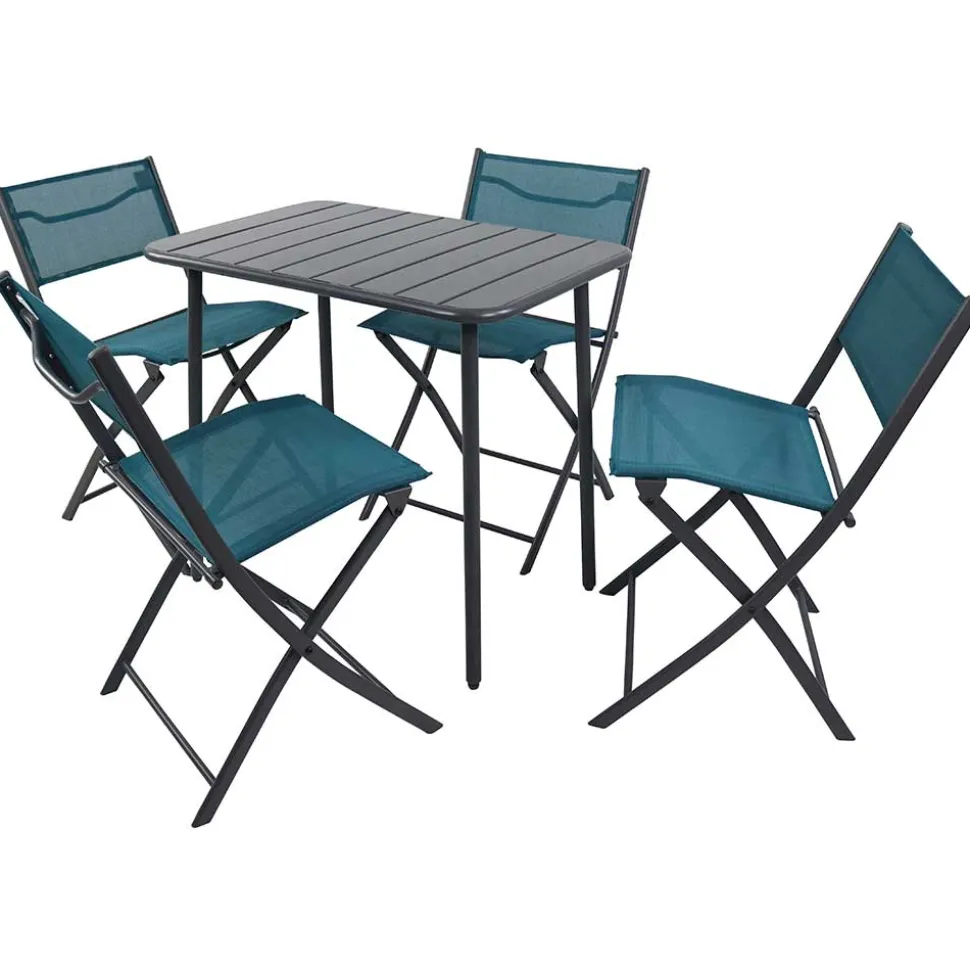 Balkon Tischgruppe in Schwarz Türkis - Ariet (fünfteilig)