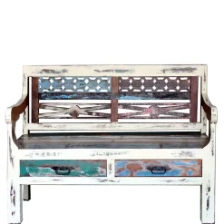 Bank aus Altholz mit zwei Schubladen - Alisa