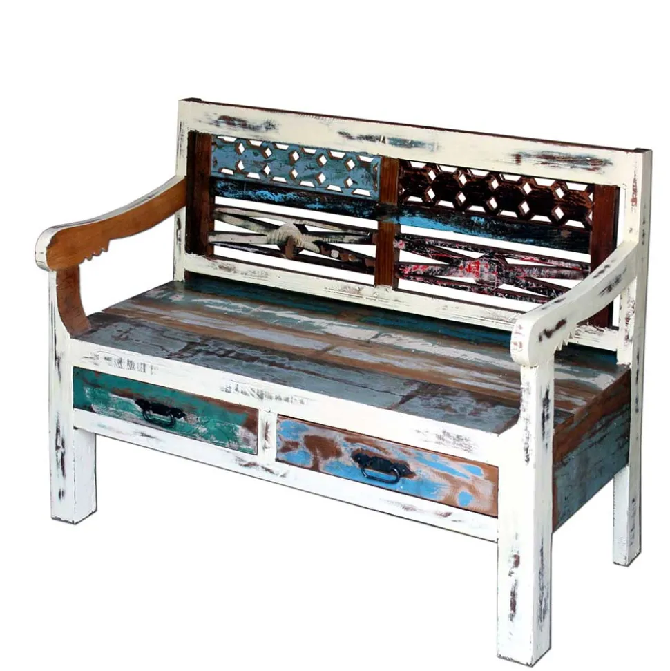 Bank aus Altholz mit zwei Schubladen - Alisa