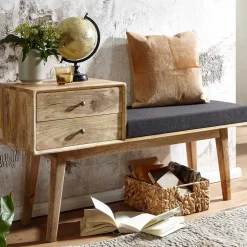 Bank mit Schubladen aus Mangobaum Massivholz - Basserini