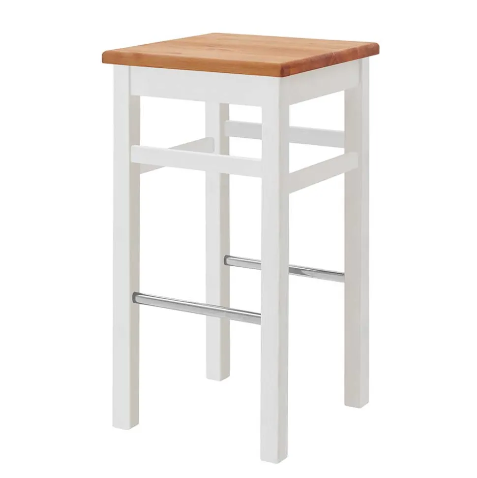Bar Hocker in Weiß und Kiefer Lauge - Ribardo