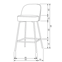 Bar Polsterstuhl in Honigfarben Samt - Labound