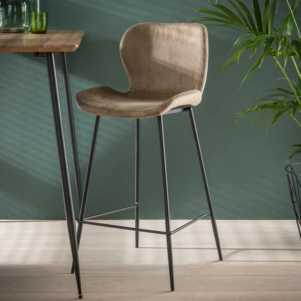 Bar Stühle in Beige & Schwarz - Ivalin (4er Set)