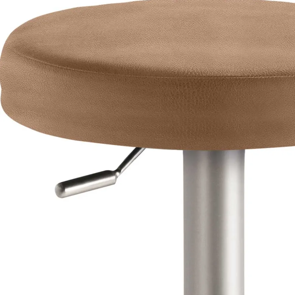 Barhocker in Hellbraun & Chrom - Calypso