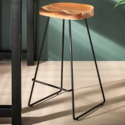 Barhocker mit Holzsitzen aus Akazie - Invitus (4er Set)