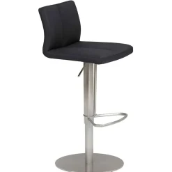 Barhocker mit Lehne in Anthrazit Microfaser - Tyvoria