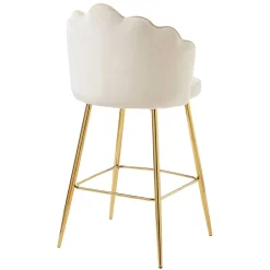 Barhocker mit Muschel-Lehne in Beige - Grovossa (2er Set)