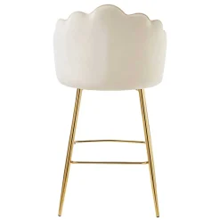 Barhocker mit Muschel-Lehne in Beige - Grovossa (2er Set)