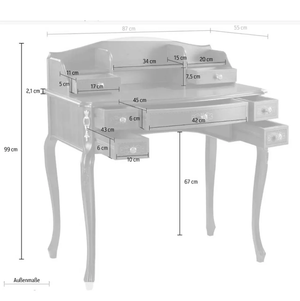 Barock Arbeitszimmer Möbel Natale mit Schreibtisch (zweiteilig)