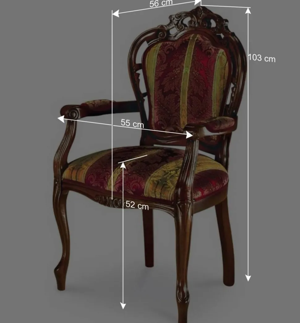 Barock Armlehnstuhl in Rot Gold Magari mit floralem Muster