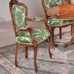 Barock Armlehnstuhl Magari in Grün Beige Muster