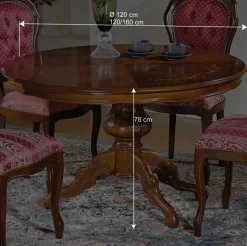 Barock Essgruppe mit Tisch rund Magari & 4 Polsterstühlen Rot (fünfteilig)