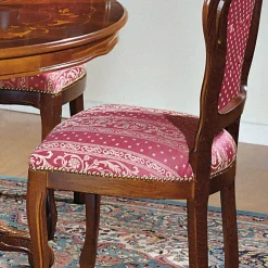 Barock Essgruppe mit Tisch rund Magari & 4 Polsterstühlen Rot (fünfteilig)