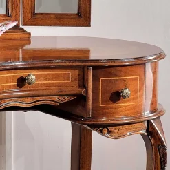 Barock Frisierkommode mit Spiegel Agosto in Nussbaum