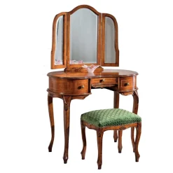 Barock Frisiertisch mit Hocker Agosto in Nussbaum (zweiteilig)