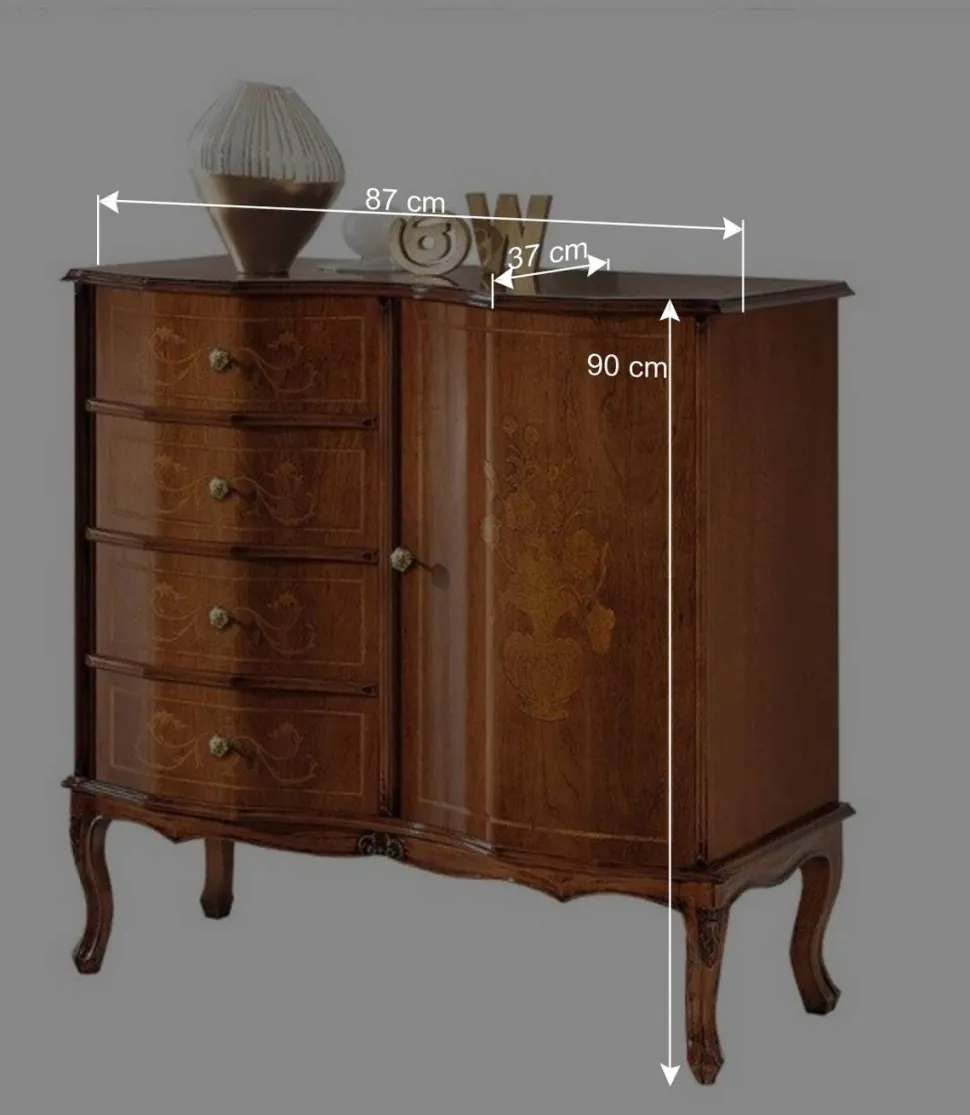 Barock Kombi-Kommode in Nussbaumfarben - Motiz