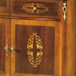 Barock Kommode mit Intarsien Natale in Nussbaumfarben
