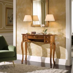 Barock Konsolentisch mit 5 Schubladen Natale in Nussbaum