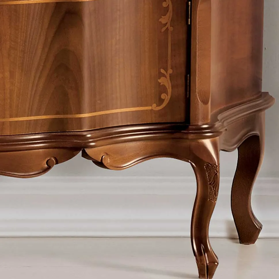 Barock Lowboard für Fernseher Dentro in Nussbaumfarben