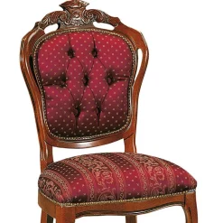 Barock Polsterstuhl mit Massivholz Magari & Stoff Rot Gold