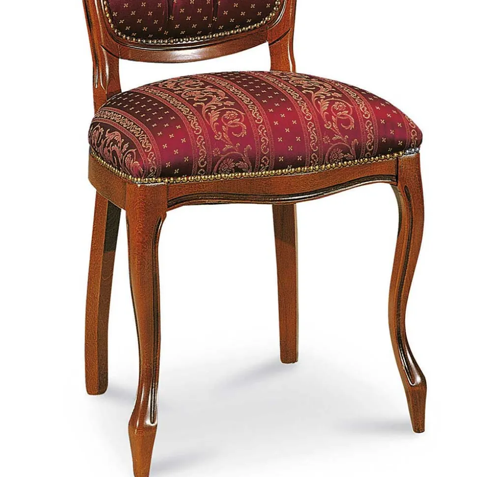 Barock Polsterstuhl mit Massivholz Magari & Stoff Rot Gold