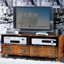 Barock TV Board in Nussbaum Agosto mit 2 Schubladen