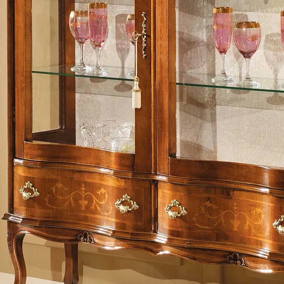 Barock Vitrine 2-türig Agosto mit Nussbaum Furnier