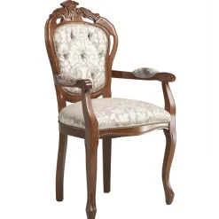 Barocker Armlehnstuhl in Nussbaum Braun - Pablos (2er Set)