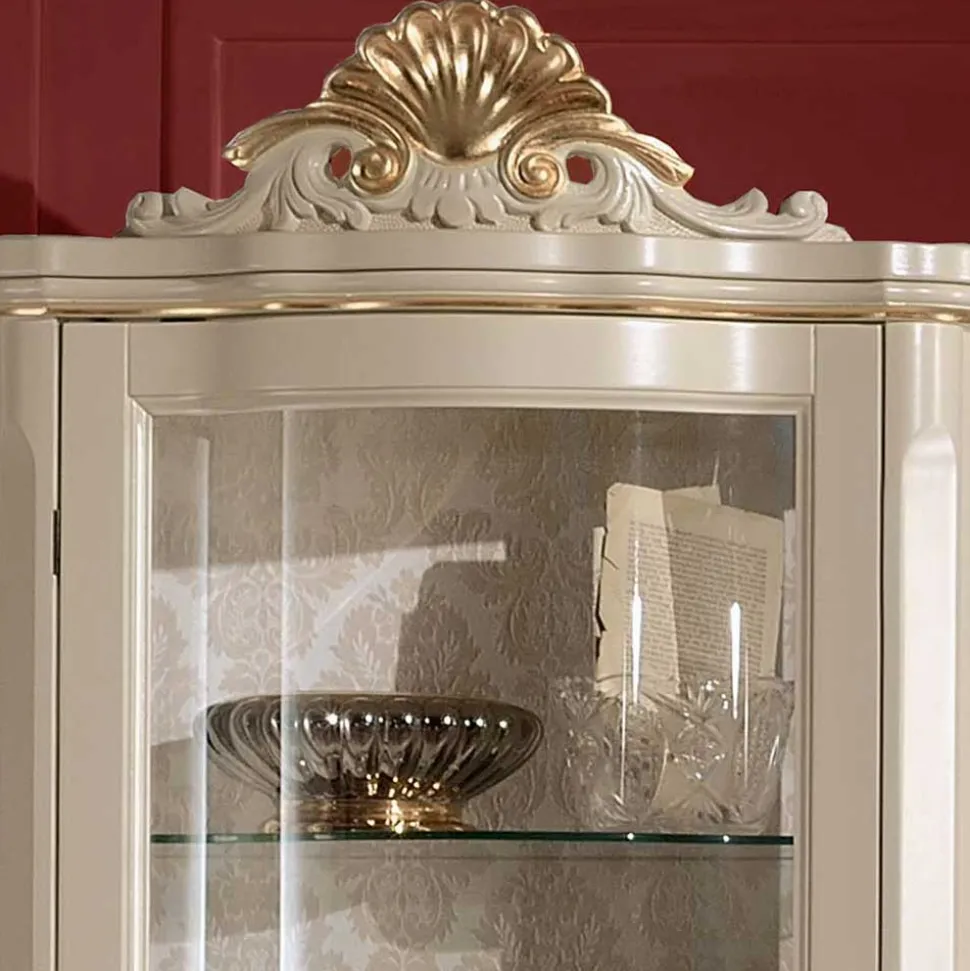 Barockstil Vitrine in Weiß & Gold - Datalera