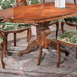 Barocktisch mit Nussbaum Furnier Magari in Oval 140x90