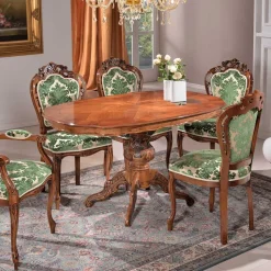 Barocktisch mit Nussbaum Furnier Magari in Oval 140x90